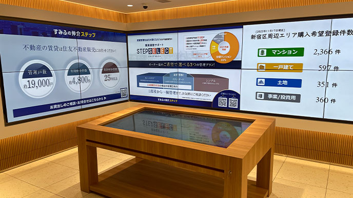 グランアルト加賀の店頭パネル&デジタルサイネージ